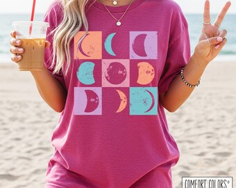 Moon Lover Shirt, Retro Moon Phase Shirt, Comfort Colors® Shirt, Celestial Moon Tee, Boho Witchcore Shirt, Astrology Shirt, Moon Aesthetics