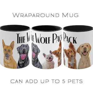 Personalized Pet Coffee Mug∙Two-Toned Accent Color Mug∙Wraparound Mug for up to 5 pets∙Custom Gift for Pet Parents∙Pet Mugs Dog Mom Mug