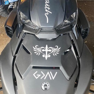 Faith Decals Ryker Spyder Motorcycle Custom Vinyl Decal Christian Theme God is bigger than the Ups and Downs Cross Angel Wings Amazing Grace
