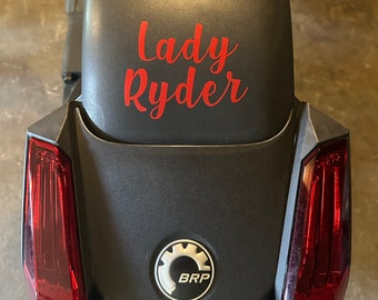 Lady Rider Ryker Ryder Spyder Girl vinyl decals for motorcycles cars and bikes biker chick Can Am Ryker Rider