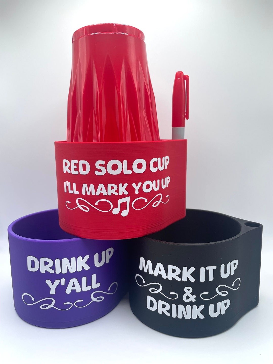 Solo Cup Holder Party Cup Holder Cup Holder With Sharpie Marker Slot Etsy