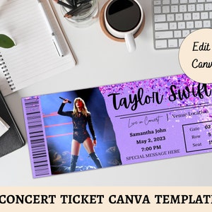EDITIERBARE Konzertkarte Canva Template | Druckbare Konzertkarte | Kundenspezifisches Konzertticket | Musik Ticket Event | Personalisiertes Geschenk | Leinwand