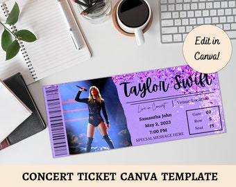 EDITABLE Concert Ticket Canva Template | Printable Concert Ticket | Custom Concert Ticket | Music Ticket Event | Personalized Gift | Canva