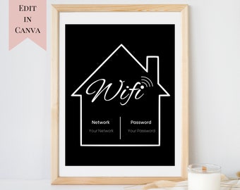 Instant Download Wifi Sign | Wifi Sign Digital Download | Simple Minimal Wifi Template | Airbnb Wifi Sign | Small Business Wifi Sign