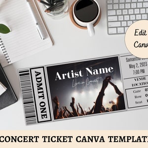 EDITIERBARE Konzertkarte Canva Template | Überraschung Geschenk Idee | Geschenk für Sie | In Canva anpassen | Personalisiertes Geschenk | Konzert Einladung |