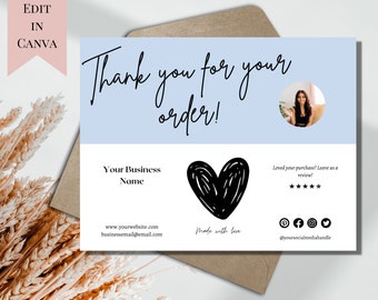 Customizable Business Thank You | Editable Thank You For Your Order | Minimal Business Card Thank You | Simple Small Business Thank you