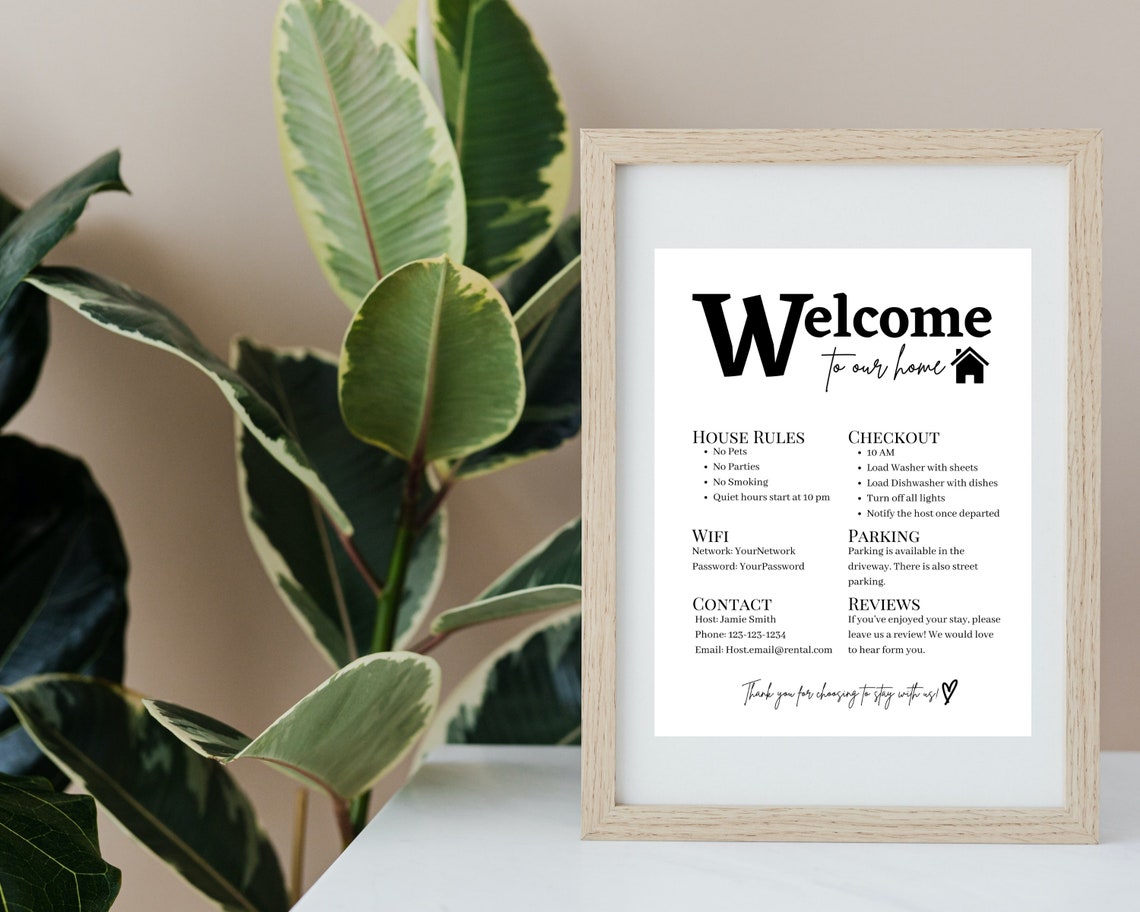 Editable Airbnb Welcome Sign Printable Vacation Rental Sign Welcome ...