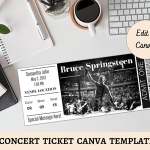 Bearbeitbares Konzert Ticket Canva Template | Musik Konzert Event Ticket | Einfaches Konzertticket personalisieren | Überraschungs-Konzertticket Geschenk