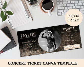 Minimal Music Event Ticket | Personalize Concert Ticket Digital Download | Printable Event Ticket | Surprise Concert Ticket Gift Idea