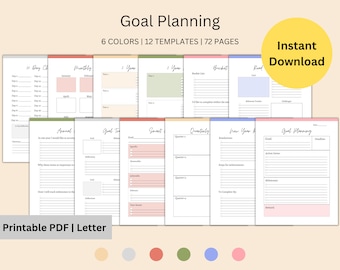 Printable Goal Setting | Goal Tracker | Goal Planning | Motivational | 5 Year Plan | 30 Day Challenge | Life Organizer | Smart Goals | Goals