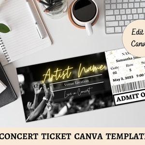 EDITIERBARE Konzertticket Vorlage | In Canva anpassen | Konzertkarte Geschenk | Gefälschte Konzertkarte | Druckbares persönliches Geschenk | Eintrittskarte Stub