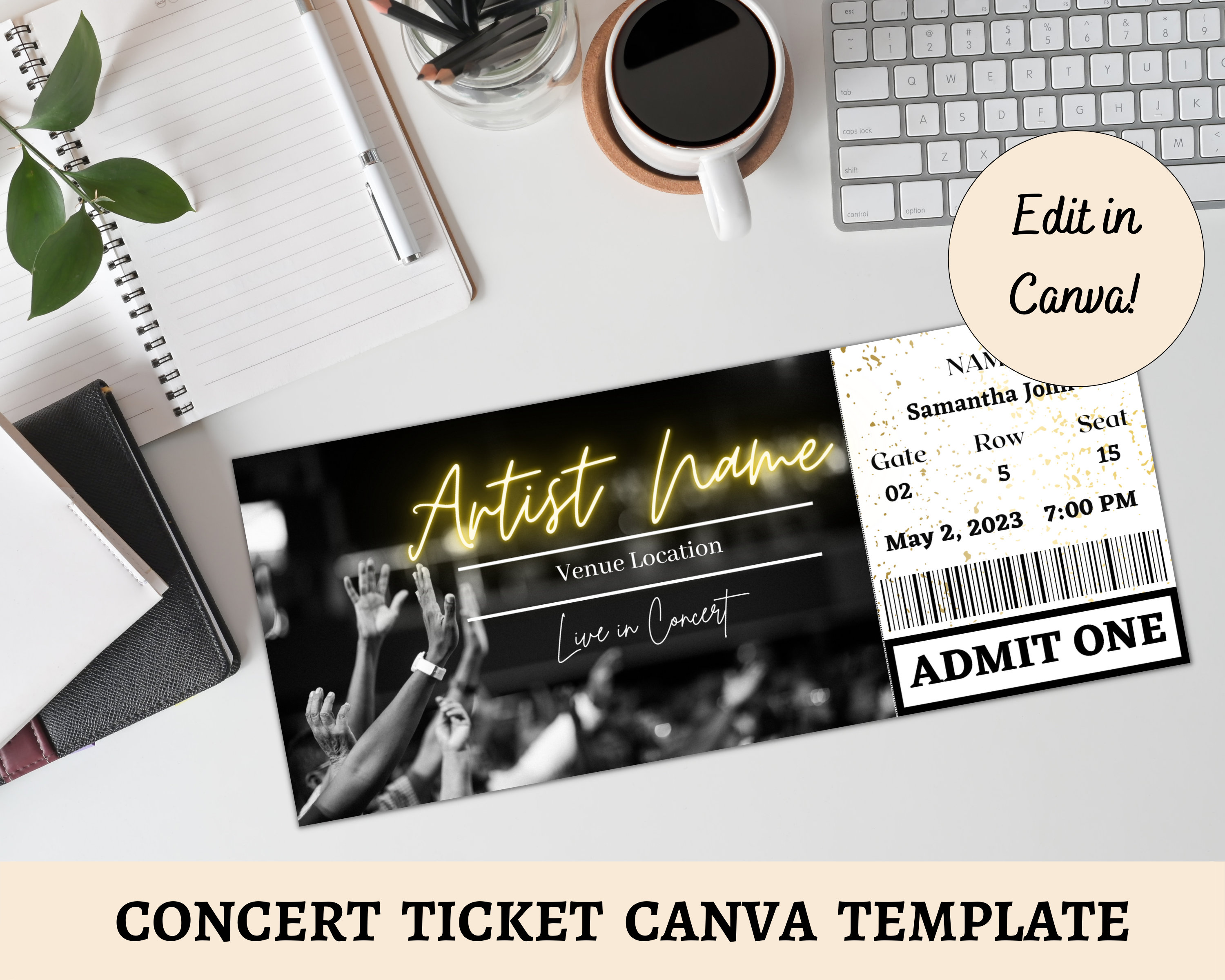 EDITABLE Concert Ticket Template | Customize in Canva | Concert Ticket