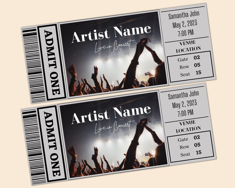 EDITABLE Concert Ticket Canva Template Surprise Gift Idea Gift for Her EDITABLE Concert Ticket Canva Template Surprise Gift Idea Gift for Her
