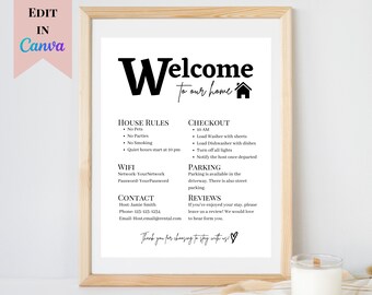 Editable Airbnb Welcome Sign | Printable Vacation Rental Sign | Welcome Sign for Airbnb Hosts | Customizable Welcome Sign for VRBO