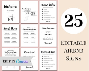 Customizable Airbnb Signs | Simple Minimal Host Signs | Check Out List | House Rules | Welcome to Our Home | Signage | Signs for Rental Home