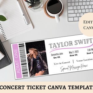 Personalisieren Konzertkarte Digital Download | Druckbares Event Ticket | Konzertkarte Geschenkidee | Überraschungs-Konzertticket | Canva Template