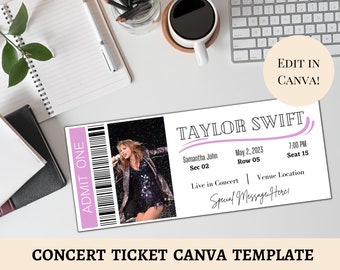 Personalize Concert Ticket Digital Download | Printable Event Ticket | Concert Ticket Gift Idea | Surprise Concert Ticket | Canva Template