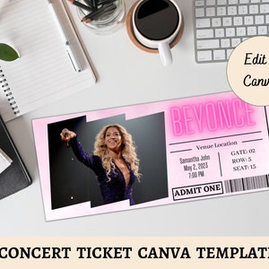 EDITABLE Concert Ticket Canva Template | Printable Event Ticket | Custom Concert Ticket | Digital Download Gift Idea | Customize in Canva
