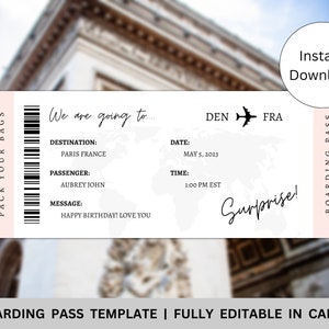 EDITABLE Surprise Boarding Pass Canva Template Printable - Etsy