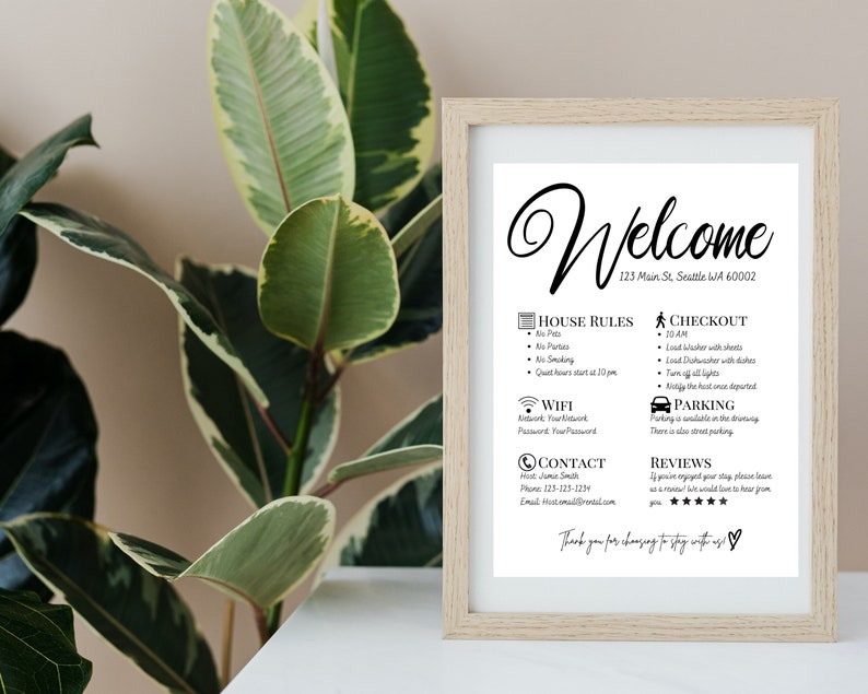 Editable Airbnb Sign Printable Vacation Rental Sign