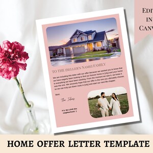 Estimado vendedor Carta Plantilla Canva / Carta personalizada de bienes raíces / Estimado vendedor carta de oferta de casa Carta de oferta de inicio editable