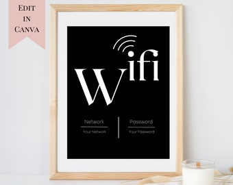 Customizable Wifi Sign | Simple Wifi Sign | Minimal Wifi Sign Template | Airbnb Wifi Sign | Guest House Wifi Sign | Small Business Wifi Sign