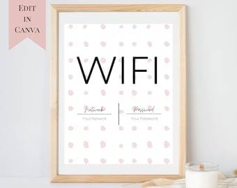 Airbnb Wifi Sign | Guest House Wifi Sign | Small Business Wifi Sign | Editable Wifi Password Sign | Wifi Code Printable | Simple Wifi Sign