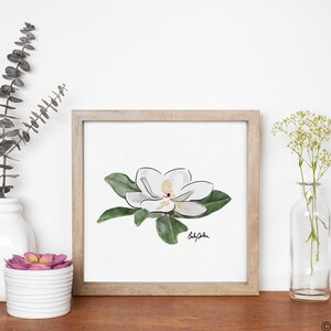 Magnolia Flower Painting, Printed on 100% Cotton Rag Textured Watercolor paper, printed with eco-friendly ink B013