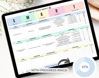 Smart Goals Spreadsheet, Goal Planner 2024, Goal Setting with To Do List, Productivity Planner, Goal Planner Kit, Smart Goals Printable