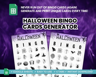 Halloween Bingo Generator, Spooky Bingo Cards, Printable Bingo, Halloween Games, Halloween Printable, Bingo Boards, Perfect October Activity