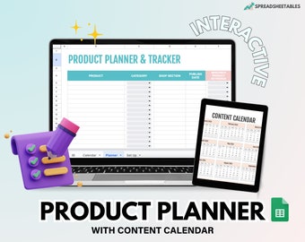 Digital Product Creation Planner, Product Tracker Spreadsheet, Content Calendar for Products, Etsy Shop Planner, Product Launch Checklist