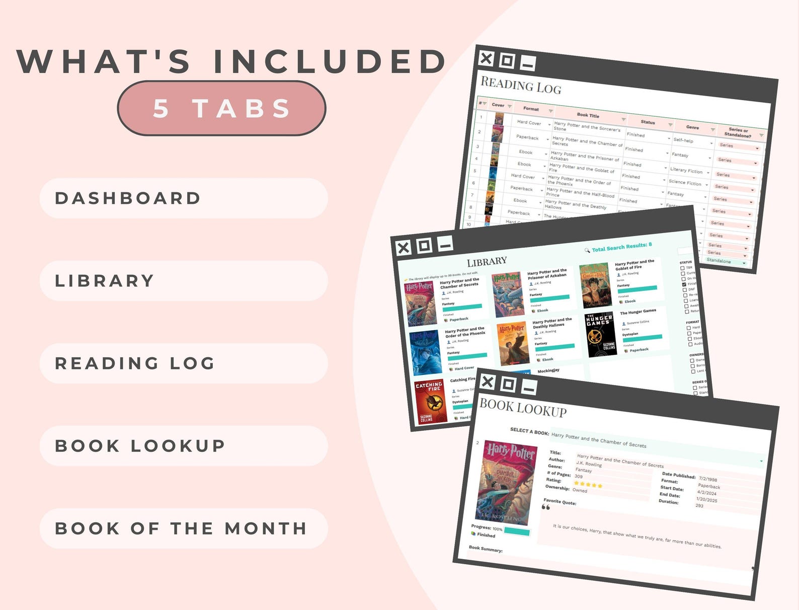 Ultimate Bookshelf Reading Log, Digital Book Tracker, Google Sheets ...