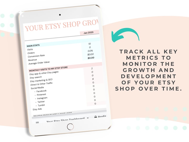 Etsy bokföringsmall för Etsy-säljare, vinst- och förlustkalkylblad, spårning av bäst presterande listningar och viktiga mätvärden för framgång i Etsy-butiken bild 5
