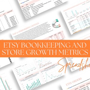 Etsy bokföringsmall för Etsy-säljare, vinst- och förlustkalkylblad, spårning av bäst presterande listningar och viktiga mätvärden för framgång i Etsy-butiken bild 2