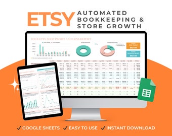 Etsy Bookkeeping Template for Etsy Sellers, Profit & Loss Spreadsheet, Track Top Performing Listings and Key Metrics for Etsy Shop Success