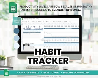 Habit Tracker Spreadsheet: Master Daily Routines, Self Improvement, Develop Positive Habits with Ease and Break Bad Habits with motivation