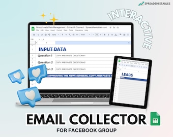 Email Collector for Facebook Group, Automate Email List Building, Marketing Automation, Member Questionnaire, Google Sheets Spreadsheet