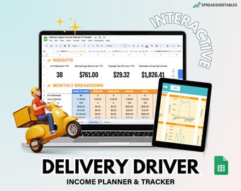 Food and Grocery Delivery Drivers Income Planner, Delivery Drivers Expenses Tracker, Mileage Log Spreadsheet, Contractor Budget Spreadsheet