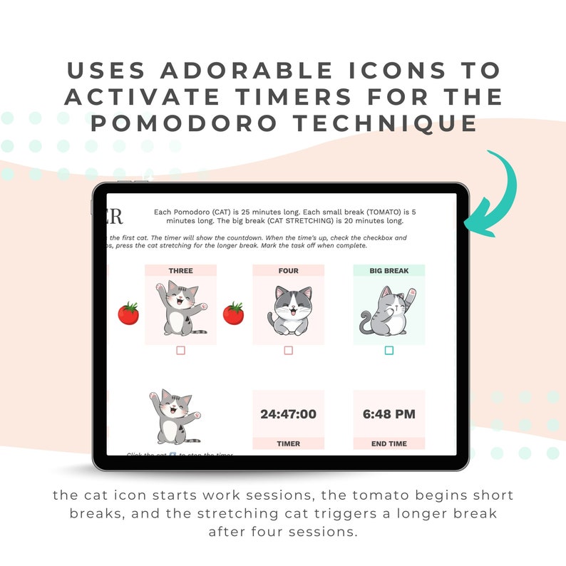 Pomodoro Timer and Tracker, Productivity Tracker, Pomodoro Timer Cat ...