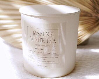 Tea Aroma Candle Jasmine White Tea With Palo Santo 8oz