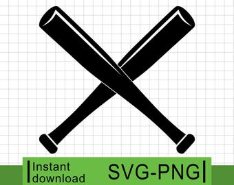 Gekreuzte Baseballschläger - SVG & PNG (Digitaler Download)