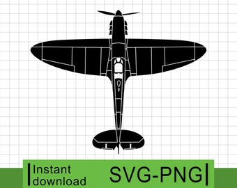 Supermarine Spitfire Mk1 – WWII Aircraft Top View Detailed SVG & PNG
