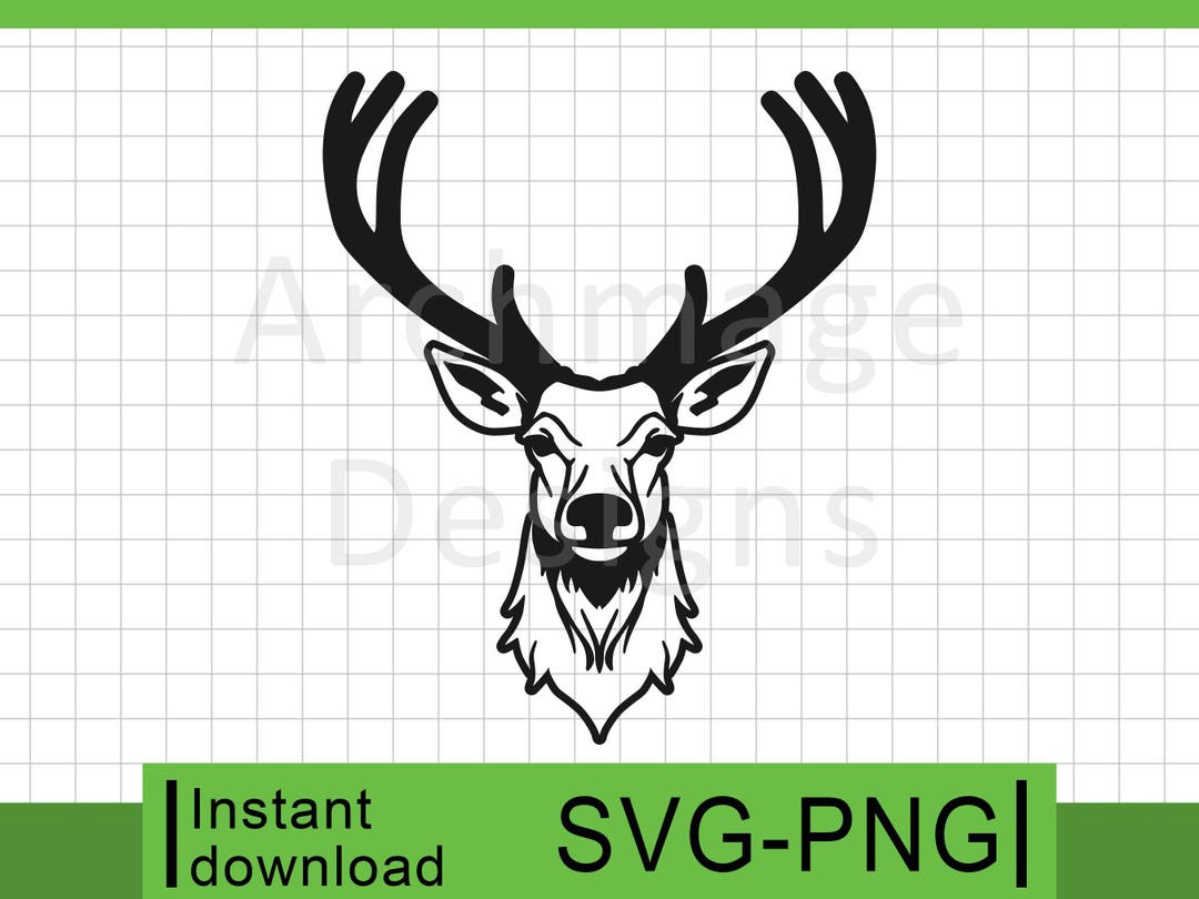Stag Head SVG & PNG | Deer Antler Clipart | Wildlife Graphic Design for ...