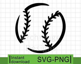Sketch Style Baseball Ball #2 - SVG & PNG (Digital Download)