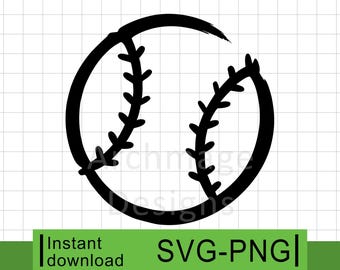 Sketch Style Baseball Ball #3 - SVG & PNG (Digital Download)