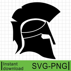 Capacete Espartano com Pluma SVG, Silhueta Espartana, Para Corte e Gravação, Uso Comercial, Download Digital Instantâneo, Clipart, PNG, SVG