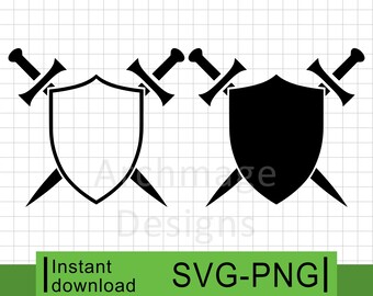 Shield and Swords Bundle - SVG & PNG (Digital Download)