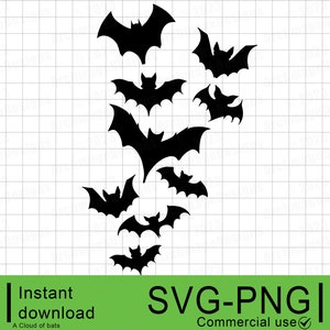 A Cloud of Bats, Suitable for Cutting & Engraving, SVG,PNG, Commercial Use, Instant Digital Download, Clipart