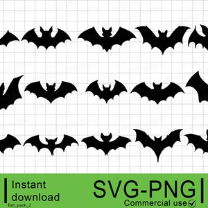 15 zestawów sylwetek nietoperza, nietoperz SVG, nadaje się do cięcia i grawerowania, SVG, PNG, do użytku komercyjnego, natychmiastowe pobieranie cyfrowe, clipart