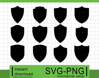 Medieval Shield Silhouettes: 12 bundle - SVG & PNG (Digital Download)